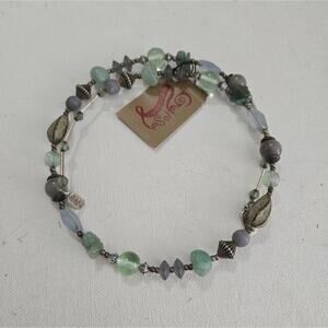 Treska Green and Silver Tones Wrap Collar Necklace‎ New